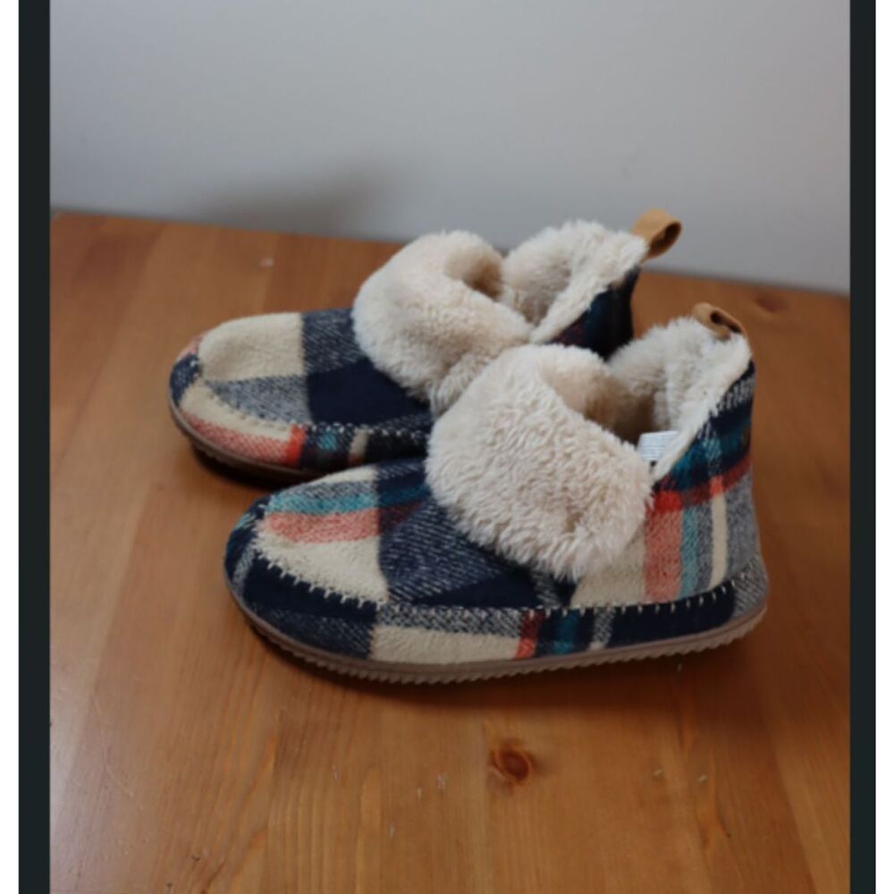 Dearfoams Women's High Top Plaid Slippers Faux Fur Cozy Size 10